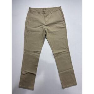 Men's Old Navy Khaki Ultimate Straight 34x34 Tan Stretch Flat Front Tan